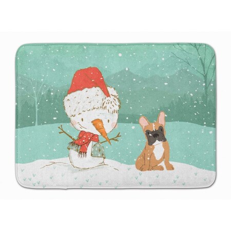Carolines Treasures Fawn French Bulldog Snowman Christmas Machine Washable Memory Foam Mat CK2086RUG